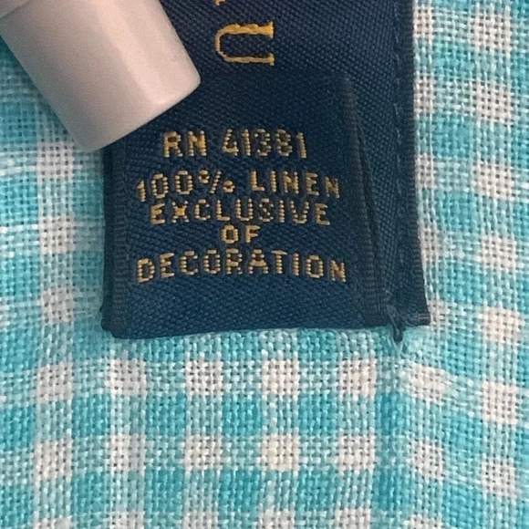 Ralph Lauren Polo Gingham Shirt Size Medium Blue 100% Linen - Picture 7 of 7